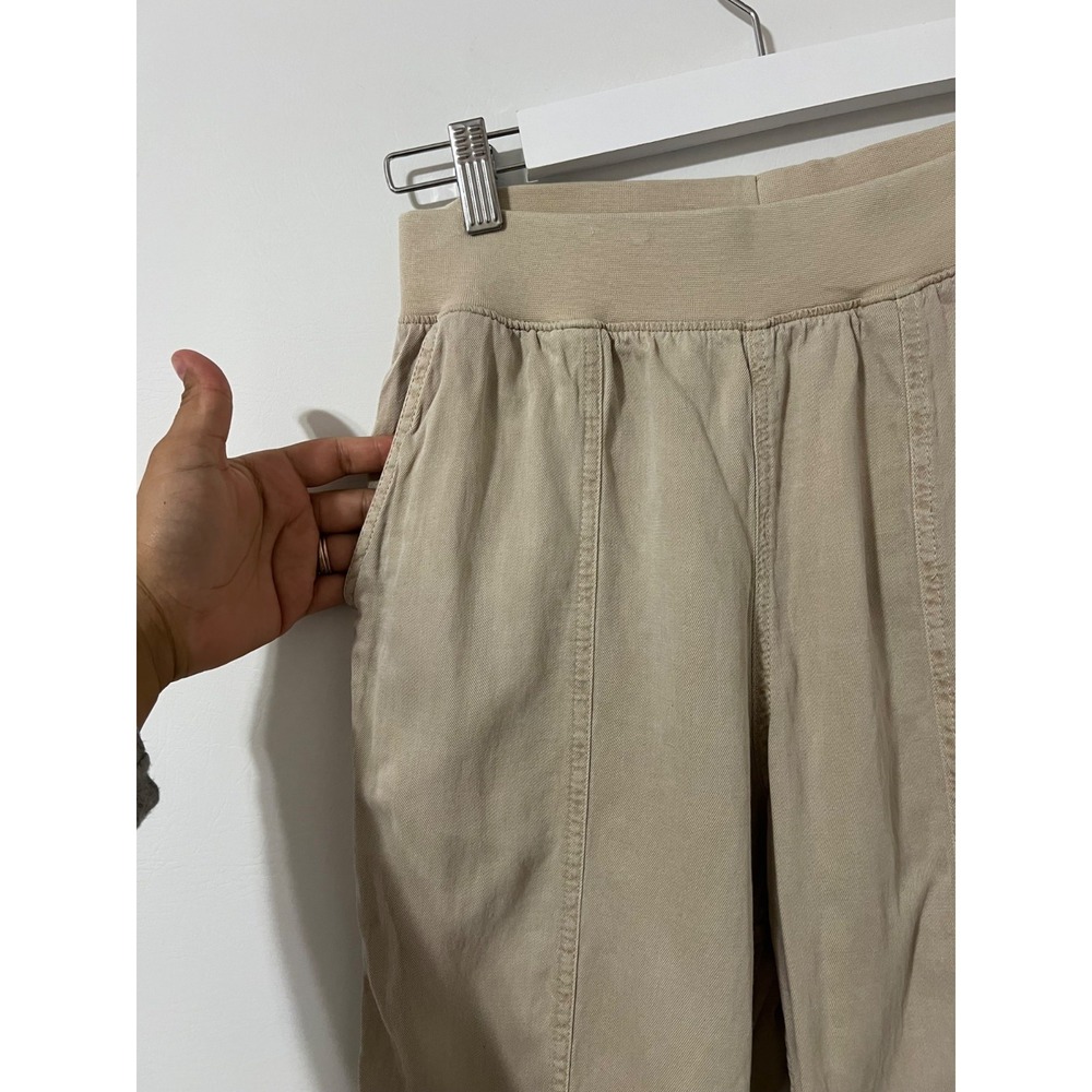 Faherty Khaki Cream Linen Blend Arlie Everyday Pant Tapered Pull On Stretchy S - Picture 5 of 9